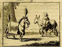 An illustration from Sinryke fabulen, : verklaart en toegepast tot alderley zeede-lessen, dienstig om waargenoomen te werden in het menschelijke en burgerlijke leeven (1685)