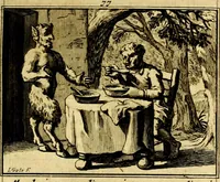 An illustration from Sinryke fabulen, : verklaart en toegepast tot alderley zeede-lessen, dienstig om waargenoomen te werden in het menschelijke en burgerlijke leeven (1685)