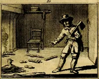 An illustration from Sinryke fabulen, : verklaart en toegepast tot alderley zeede-lessen, dienstig om waargenoomen te werden in het menschelijke en burgerlijke leeven (1685)