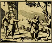 An illustration from Sinryke fabulen, : verklaart en toegepast tot alderley zeede-lessen, dienstig om waargenoomen te werden in het menschelijke en burgerlijke leeven (1685)