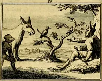 An illustration from Sinryke fabulen, : verklaart en toegepast tot alderley zeede-lessen, dienstig om waargenoomen te werden in het menschelijke en burgerlijke leeven (1685)