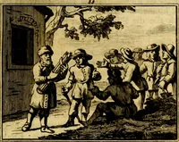 An illustration from Sinryke fabulen, : verklaart en toegepast tot alderley zeede-lessen, dienstig om waargenoomen te werden in het menschelijke en burgerlijke leeven (1685)
