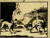 An illustration from Sinryke fabulen, : verklaart en toegepast tot alderley zeede-lessen, dienstig om waargenoomen te werden in het menschelijke en burgerlijke leeven (1685)