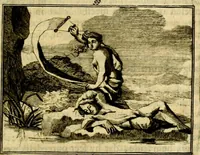 An illustration from Sinryke fabulen, : verklaart en toegepast tot alderley zeede-lessen, dienstig om waargenoomen te werden in het menschelijke en burgerlijke leeven (1685)