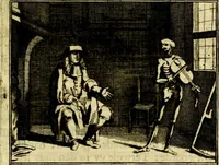 An illustration from Sinryke fabulen, : verklaart en toegepast tot alderley zeede-lessen, dienstig om waargenoomen te werden in het menschelijke en burgerlijke leeven (1685)