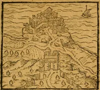 An illustration from Sito, et antichita della citta di Pozzuolo : e del suo amenissimo distretto. Con la descrittione di tutti i luoghi notabili ... e di Cuma, et di Baia, e di Miseno ... con le figure de gli edifici, e con gli epitafi che vi sono. (1591)