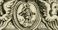 An illustration from Vaticinia, siue, Prophetiae Abbatis Ioachimi & Anselmi episcopi marsicani ... : qvibvs rota et oraculum turcicum maxime considerationis adiecta sunt : vnà cum praefatione et adnotationibus Paschalini Regiselmi = Vaticinii, ouero, Profetie dell'abbate Gioachino & di Anselmo vescovo di Marsico ... : a qvalli e aggionta una ruota et un' oracolo turchesco di grandissima cosideratione : insieme con la prefatione et annotationi di Pasqualino Regiselmo (1600)