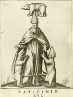 Picture 26 of 53 from Vaticinia, siue, Prophetiae Abbatis Ioachimi & Anselmi episcopi marsicani ... : qvibvs rota et oraculum turcicum maxime considerationis adiecta sunt : vnà cum praefatione et adnotationibus Paschalini Regiselmi = Vaticinii, ouero, Profetie dell'abbate Gioachino & di Anselmo vescovo di Marsico ... : a qvalli e aggionta una ruota et un' oracolo turchesco di grandissima cosideratione : insieme con la prefatione et annotationi di Pasqualino Regiselmo (1600), leaf 67