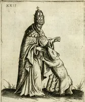 Picture 32 of 53 from Vaticinia, siue, Prophetiae Abbatis Ioachimi & Anselmi episcopi marsicani ... : qvibvs rota et oraculum turcicum maxime considerationis adiecta sunt : vnà cum praefatione et adnotationibus Paschalini Regiselmi = Vaticinii, ouero, Profetie dell'abbate Gioachino & di Anselmo vescovo di Marsico ... : a qvalli e aggionta una ruota et un' oracolo turchesco di grandissima cosideratione : insieme con la prefatione et annotationi di Pasqualino Regiselmo (1600), leaf 81