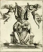 Picture 39 of 53 from Vaticinia, siue, Prophetiae Abbatis Ioachimi & Anselmi episcopi marsicani ... : qvibvs rota et oraculum turcicum maxime considerationis adiecta sunt : vnà cum praefatione et adnotationibus Paschalini Regiselmi = Vaticinii, ouero, Profetie dell'abbate Gioachino & di Anselmo vescovo di Marsico ... : a qvalli e aggionta una ruota et un' oracolo turchesco di grandissima cosideratione : insieme con la prefatione et annotationi di Pasqualino Regiselmo (1600), leaf 95
