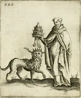 Picture 40 of 53 from Vaticinia, siue, Prophetiae Abbatis Ioachimi & Anselmi episcopi marsicani ... : qvibvs rota et oraculum turcicum maxime considerationis adiecta sunt : vnà cum praefatione et adnotationibus Paschalini Regiselmi = Vaticinii, ouero, Profetie dell'abbate Gioachino & di Anselmo vescovo di Marsico ... : a qvalli e aggionta una ruota et un' oracolo turchesco di grandissima cosideratione : insieme con la prefatione et annotationi di Pasqualino Regiselmo (1600), leaf 97