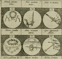 An illustration from Emblemata, sive Symbola : a Principibus, viris Eeclesiasticis, ac Militaribus, alijsque vsurpanda = Deuises, ou, Emblemes : pour Princes, gens d'Eglise, gens de guerre, & aultres (1624)