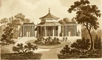 An illustration from Architectural sketches for cottages, rural dwellings, and villas, in the Grecian, Gothic, and fancy styles, with plans : suitable to persons of genteel life and moderate fortune : preceded by some observations on scenery and character proper for picturesque buildings (1815)