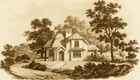 An illustration from Architectural sketches for cottages, rural dwellings, and villas, in the Grecian, Gothic, and fancy styles, with plans : suitable to persons of genteel life and moderate fortune : preceded by some observations on scenery and character proper for picturesque buildings (1815)