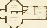 An illustration from Architectural sketches for cottages, rural dwellings, and villas, in the Grecian, Gothic, and fancy styles, with plans : suitable to persons of genteel life and moderate fortune : preceded by some observations on scenery and character proper for picturesque buildings (1815)