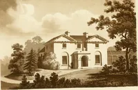 An illustration from Architectural sketches for cottages, rural dwellings, and villas, in the Grecian, Gothic, and fancy styles, with plans : suitable to persons of genteel life and moderate fortune : preceded by some observations on scenery and character proper for picturesque buildings (1815)