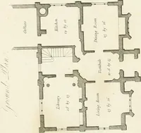 An illustration from Architectural sketches for cottages, rural dwellings, and villas, in the Grecian, Gothic, and fancy styles, with plans : suitable to persons of genteel life and moderate fortune : preceded by some observations on scenery and character proper for picturesque buildings (1815)