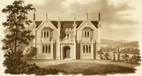 An illustration from Architectural sketches for cottages, rural dwellings, and villas, in the Grecian, Gothic, and fancy styles, with plans : suitable to persons of genteel life and moderate fortune : preceded by some observations on scenery and character proper for picturesque buildings (1815)