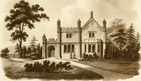 An illustration from Architectural sketches for cottages, rural dwellings, and villas, in the Grecian, Gothic, and fancy styles, with plans : suitable to persons of genteel life and moderate fortune : preceded by some observations on scenery and character proper for picturesque buildings (1815)