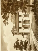 An illustration from Architectural sketches for cottages, rural dwellings, and villas, in the Grecian, Gothic, and fancy styles, with plans : suitable to persons of genteel life and moderate fortune : preceded by some observations on scenery and character proper for picturesque buildings (1815)