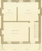 An illustration from Sketches in architecture : consisting of original designs for cottages and rural dwellings, suitable to persons of moderate fortune, and for convenient retirement : with plans and appropriate scenery to each : on twenty plates : with some general observations (1807)