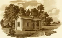 An illustration from Sketches in architecture : consisting of original designs for cottages and rural dwellings, suitable to persons of moderate fortune, and for convenient retirement : with plans and appropriate scenery to each : on twenty plates : with some general observations (1807)