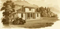 An illustration from Sketches in architecture : consisting of original designs for cottages and rural dwellings, suitable to persons of moderate fortune, and for convenient retirement : with plans and appropriate scenery to each : on twenty plates : with some general observations (1807)