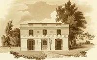 An illustration from Sketches in architecture : consisting of original designs for cottages and rural dwellings, suitable to persons of moderate fortune, and for convenient retirement : with plans and appropriate scenery to each : on twenty plates : with some general observations (1807)
