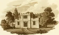 An illustration from Sketches in architecture : consisting of original designs for cottages and rural dwellings, suitable to persons of moderate fortune, and for convenient retirement : with plans and appropriate scenery to each : on twenty plates : with some general observations (1807)