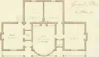 An illustration from Sketches in architecture : consisting of original designs for cottages and rural dwellings, suitable to persons of moderate fortune, and for convenient retirement : with plans and appropriate scenery to each : on twenty plates : with some general observations (1807)
