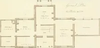 An illustration from Sketches in architecture : consisting of original designs for cottages and rural dwellings, suitable to persons of moderate fortune, and for convenient retirement : with plans and appropriate scenery to each : on twenty plates : with some general observations (1807)