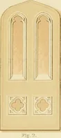 An illustration from Sloan's constructive architecture : a guide to the practical builder and mechanic. In which is contained a series of designs for domes, roofs and spires, with a number of plates showing the interior construction and finish of bays, window shutters, sliding doors, etc., designed expressly for the joiners use; choice examples of the five orders of architecture, selected fromthe most celebrated specimens of antiquity, with the figured dimensions of their height, projection and profile, and their division into parts,; to which is added a number of useful geometrical problems, examples of groins, centering for arches, diagrams of stair lines, with architraves, door mouldings, etc., the whole being accompanied by explanatory text and general essays, to which is appended a copious glossay (1859)