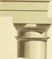 An illustration from Sloan's constructive architecture : a guide to the practical builder and mechanic. In which is contained a series of designs for domes, roofs and spires, with a number of plates showing the interior construction and finish of bays, window shutters, sliding doors, etc., designed expressly for the joiners use; choice examples of the five orders of architecture, selected fromthe most celebrated specimens of antiquity, with the figured dimensions of their height, projection and profile, and their division into parts,; to which is added a number of useful geometrical problems, examples of groins, centering for arches, diagrams of stair lines, with architraves, door mouldings, etc., the whole being accompanied by explanatory text and general essays, to which is appended a copious glossay (1859)