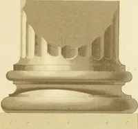 An illustration from Sloan's constructive architecture : a guide to the practical builder and mechanic. In which is contained a series of designs for domes, roofs and spires, with a number of plates showing the interior construction and finish of bays, window shutters, sliding doors, etc., designed expressly for the joiners use; choice examples of the five orders of architecture, selected fromthe most celebrated specimens of antiquity, with the figured dimensions of their height, projection and profile, and their division into parts,; to which is added a number of useful geometrical problems, examples of groins, centering for arches, diagrams of stair lines, with architraves, door mouldings, etc., the whole being accompanied by explanatory text and general essays, to which is appended a copious glossay (1859)