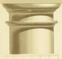 An illustration from Sloan's constructive architecture : a guide to the practical builder and mechanic. In which is contained a series of designs for domes, roofs and spires, with a number of plates showing the interior construction and finish of bays, window shutters, sliding doors, etc., designed expressly for the joiners use; choice examples of the five orders of architecture, selected fromthe most celebrated specimens of antiquity, with the figured dimensions of their height, projection and profile, and their division into parts,; to which is added a number of useful geometrical problems, examples of groins, centering for arches, diagrams of stair lines, with architraves, door mouldings, etc., the whole being accompanied by explanatory text and general essays, to which is appended a copious glossay (1859)