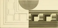 An illustration from Sloan's constructive architecture : a guide to the practical builder and mechanic. In which is contained a series of designs for domes, roofs and spires, with a number of plates showing the interior construction and finish of bays, window shutters, sliding doors, etc., designed expressly for the joiners use; choice examples of the five orders of architecture, selected fromthe most celebrated specimens of antiquity, with the figured dimensions of their height, projection and profile, and their division into parts,; to which is added a number of useful geometrical problems, examples of groins, centering for arches, diagrams of stair lines, with architraves, door mouldings, etc., the whole being accompanied by explanatory text and general essays, to which is appended a copious glossay (1859)