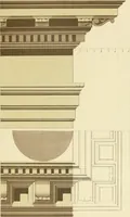 An illustration from Sloan's constructive architecture : a guide to the practical builder and mechanic. In which is contained a series of designs for domes, roofs and spires, with a number of plates showing the interior construction and finish of bays, window shutters, sliding doors, etc., designed expressly for the joiners use; choice examples of the five orders of architecture, selected fromthe most celebrated specimens of antiquity, with the figured dimensions of their height, projection and profile, and their division into parts,; to which is added a number of useful geometrical problems, examples of groins, centering for arches, diagrams of stair lines, with architraves, door mouldings, etc., the whole being accompanied by explanatory text and general essays, to which is appended a copious glossay (1859)
