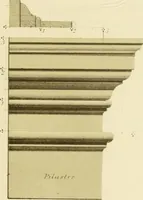 An illustration from Sloan's constructive architecture : a guide to the practical builder and mechanic. In which is contained a series of designs for domes, roofs and spires, with a number of plates showing the interior construction and finish of bays, window shutters, sliding doors, etc., designed expressly for the joiners use; choice examples of the five orders of architecture, selected fromthe most celebrated specimens of antiquity, with the figured dimensions of their height, projection and profile, and their division into parts,; to which is added a number of useful geometrical problems, examples of groins, centering for arches, diagrams of stair lines, with architraves, door mouldings, etc., the whole being accompanied by explanatory text and general essays, to which is appended a copious glossay (1859)