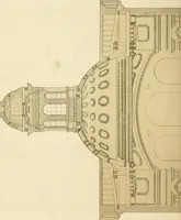 An illustration from Sloan's constructive architecture : a guide to the practical builder and mechanic. In which is contained a series of designs for domes, roofs and spires, with a number of plates showing the interior construction and finish of bays, window shutters, sliding doors, etc., designed expressly for the joiners use; choice examples of the five orders of architecture, selected fromthe most celebrated specimens of antiquity, with the figured dimensions of their height, projection and profile, and their division into parts,; to which is added a number of useful geometrical problems, examples of groins, centering for arches, diagrams of stair lines, with architraves, door mouldings, etc., the whole being accompanied by explanatory text and general essays, to which is appended a copious glossay (1859)
