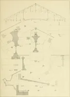 An illustration from Sloan's constructive architecture : a guide to the practical builder and mechanic. In which is contained a series of designs for domes, roofs and spires, with a number of plates showing the interior construction and finish of bays, window shutters, sliding doors, etc., designed expressly for the joiners use; choice examples of the five orders of architecture, selected fromthe most celebrated specimens of antiquity, with the figured dimensions of their height, projection and profile, and their division into parts,; to which is added a number of useful geometrical problems, examples of groins, centering for arches, diagrams of stair lines, with architraves, door mouldings, etc., the whole being accompanied by explanatory text and general essays, to which is appended a copious glossay (1859)