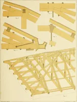 An illustration from Sloan's constructive architecture : a guide to the practical builder and mechanic. In which is contained a series of designs for domes, roofs and spires, with a number of plates showing the interior construction and finish of bays, window shutters, sliding doors, etc., designed expressly for the joiners use; choice examples of the five orders of architecture, selected fromthe most celebrated specimens of antiquity, with the figured dimensions of their height, projection and profile, and their division into parts,; to which is added a number of useful geometrical problems, examples of groins, centering for arches, diagrams of stair lines, with architraves, door mouldings, etc., the whole being accompanied by explanatory text and general essays, to which is appended a copious glossay (1859)