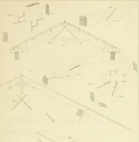An illustration from Sloan's constructive architecture : a guide to the practical builder and mechanic. In which is contained a series of designs for domes, roofs and spires, with a number of plates showing the interior construction and finish of bays, window shutters, sliding doors, etc., designed expressly for the joiners use; choice examples of the five orders of architecture, selected fromthe most celebrated specimens of antiquity, with the figured dimensions of their height, projection and profile, and their division into parts,; to which is added a number of useful geometrical problems, examples of groins, centering for arches, diagrams of stair lines, with architraves, door mouldings, etc., the whole being accompanied by explanatory text and general essays, to which is appended a copious glossay (1859)
