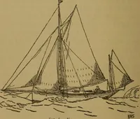 An illustration from Small-boat sailing; an explanation of the management of small yachts, half-decked and open sailing-boats of various rigs; sailing on sea and on river; cruising, etc (1902)