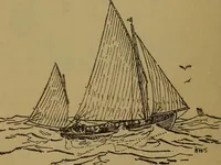 An illustration from Small-boat sailing; an explanation of the management of small yachts, half-decked and open sailing-boats of various rigs; sailing on sea and on river; cruising, etc (1902)