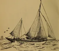 An illustration from Small-boat sailing; an explanation of the management of small yachts, half-decked and open sailing-boats of various rigs; sailing on sea and on river; cruising, etc (1902)