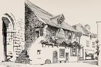 An illustration from Small French buildings; the architecture of town and country, comprising cottages, farmhouses, minor chateaux or manors with their farm groups, small town dwellings, and a few churches (1921)