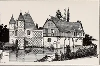 An illustration from Small French buildings; the architecture of town and country, comprising cottages, farmhouses, minor chateaux or manors with their farm groups, small town dwellings, and a few churches (1921)
