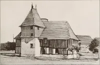 An illustration from Small French buildings; the architecture of town and country, comprising cottages, farmhouses, minor chateaux or manors with their farm groups, small town dwellings, and a few churches (1921)