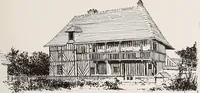 An illustration from Small French buildings; the architecture of town and country, comprising cottages, farmhouses, minor chateaux or manors with their farm groups, small town dwellings, and a few churches (1921)