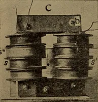 An illustration from Small motors, transformers, electromagnets; a practical presentation of design and construction data for small motors, small low- and high-tension transformers, electromagnets, and induction coils (1920)